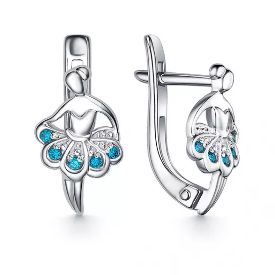 Серьги с фианитом из серебра