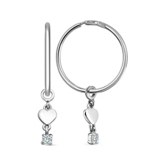 Серьги с фианитом из серебра