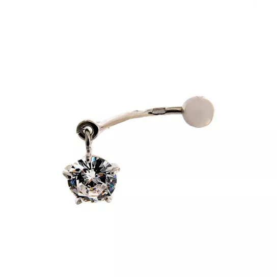 Пирсинг с фианитом из серебра