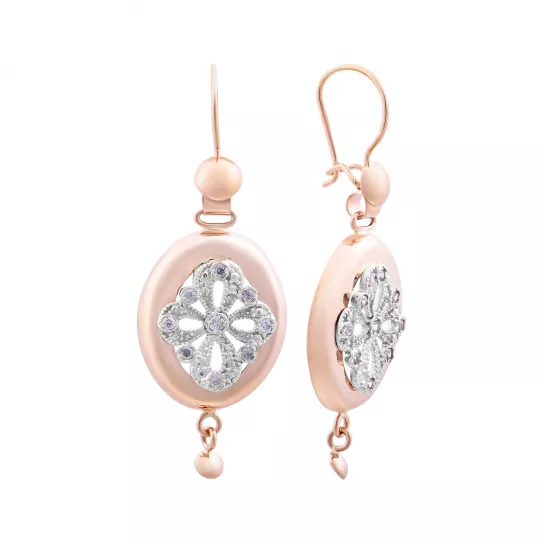 Серьги-самовары с фианитом из золота