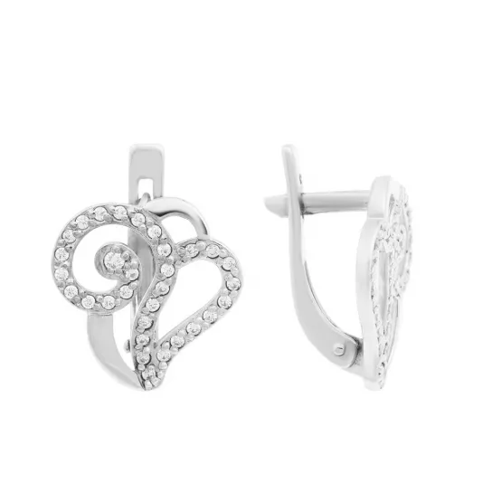 Серьги с фианитом из серебра