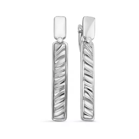 Серьги с фианитом из серебра