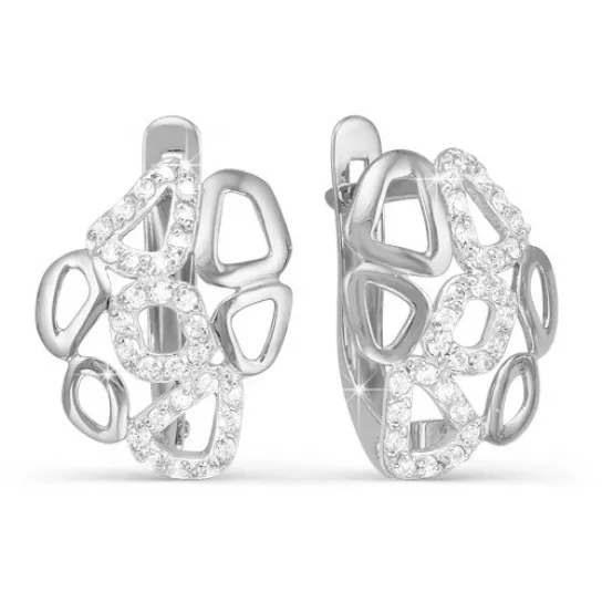 Серьги с фианитом из серебра