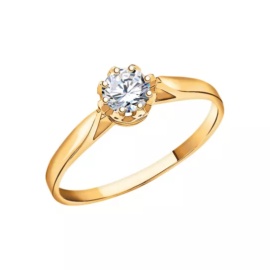 Кольцо с фианитом из золота