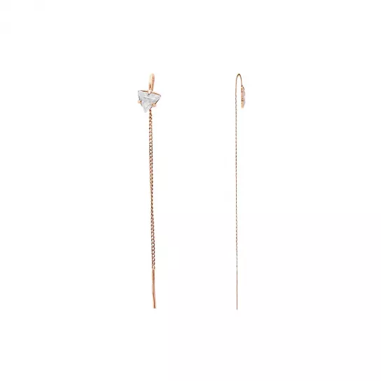 Серьги-продевки с фианитом из золота