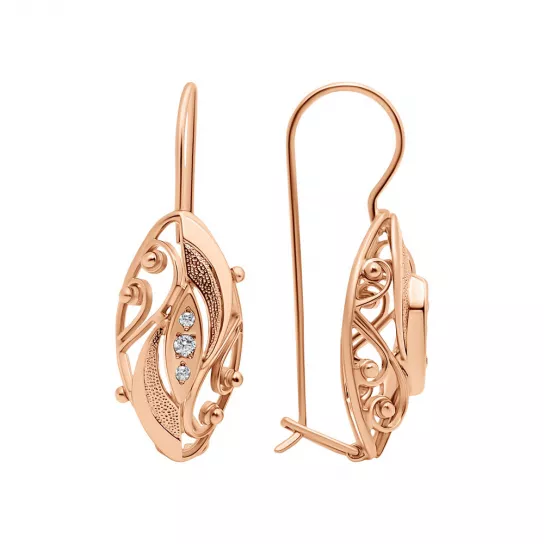 Серьги с фианитом из золота