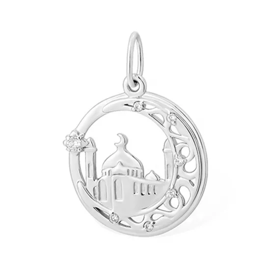 Подвеска мусульманская с фианитом из серебра