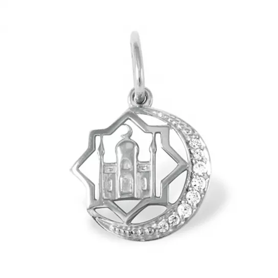 Подвеска мусульманская с фианитом из серебра