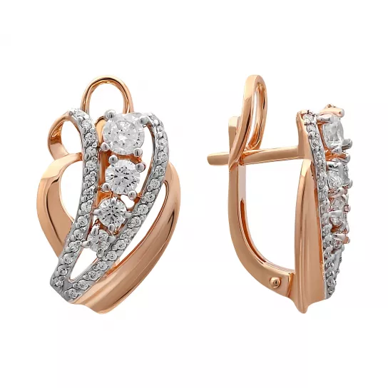 Серьги с фианитом из золота