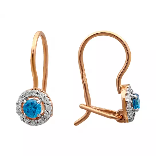 Серьги детские с фианитом из золота