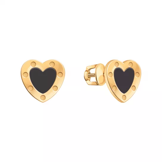 Пусеты с эмалью из золота