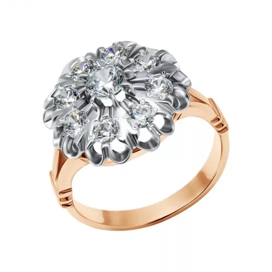 Кольцо с фианитом из золота