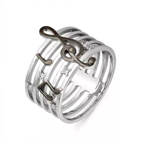 Кольцо с фианитом из серебра