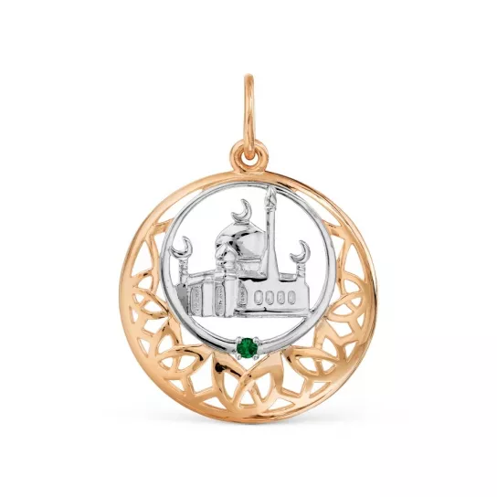 Подвеска мусульманская с фианитом из золота