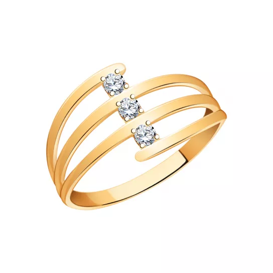 Кольцо с фианитом из золота