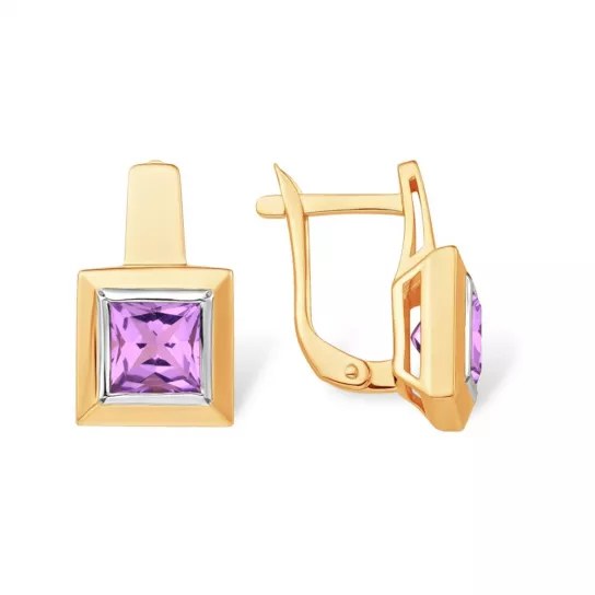 Серьги с аметистом из золота