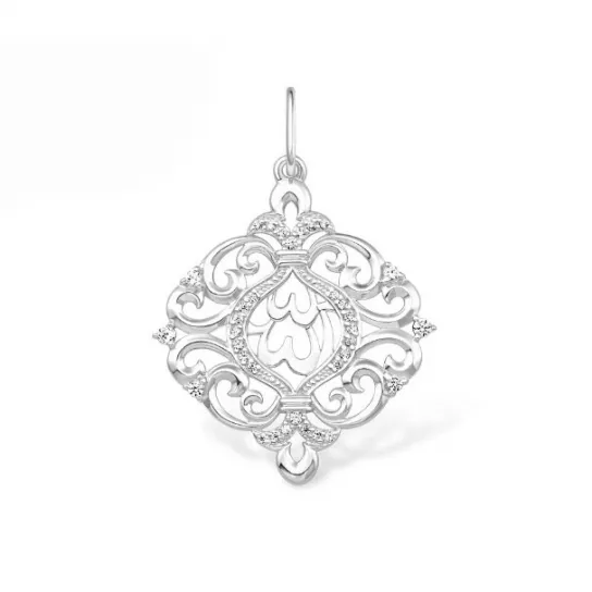 Подвеска мусульманская с фианитом из серебра