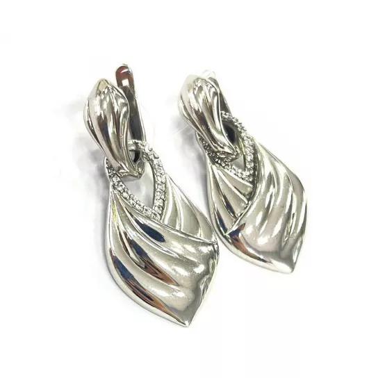 Серьги с фианитом из серебра