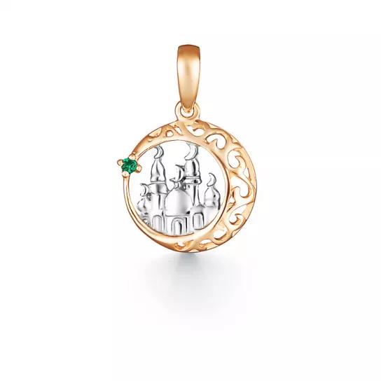 Подвеска мусульманская с фианитом из золота