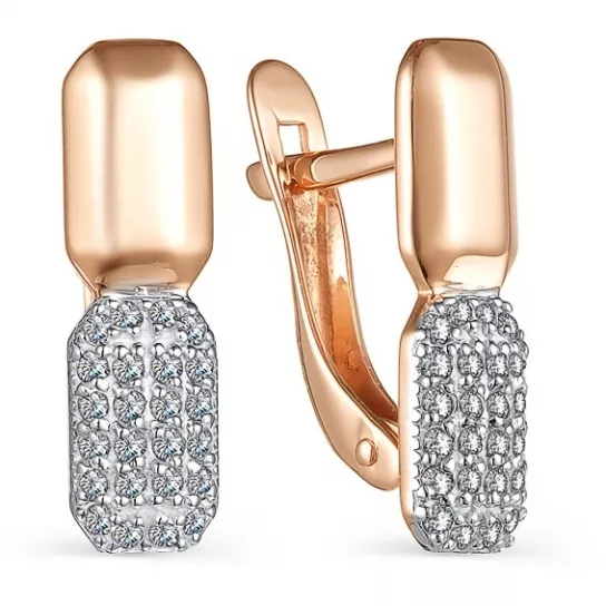 Серьги с фианитом из золота