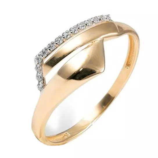 Кольцо с фианитом из золота