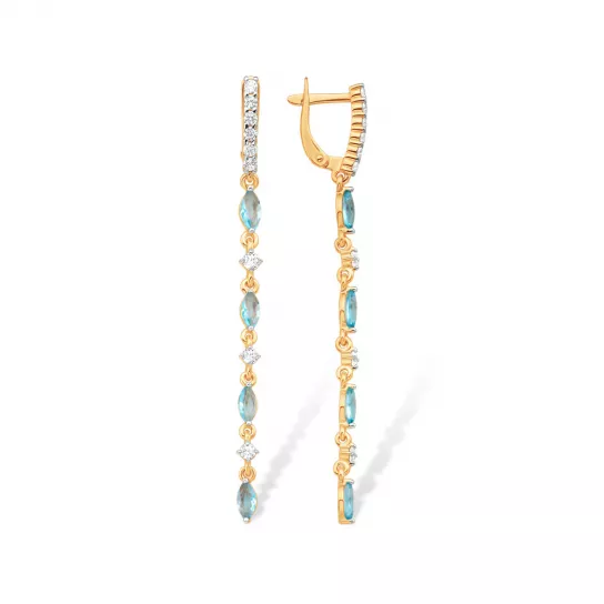 Серьги с фианитом и топазом из серебра