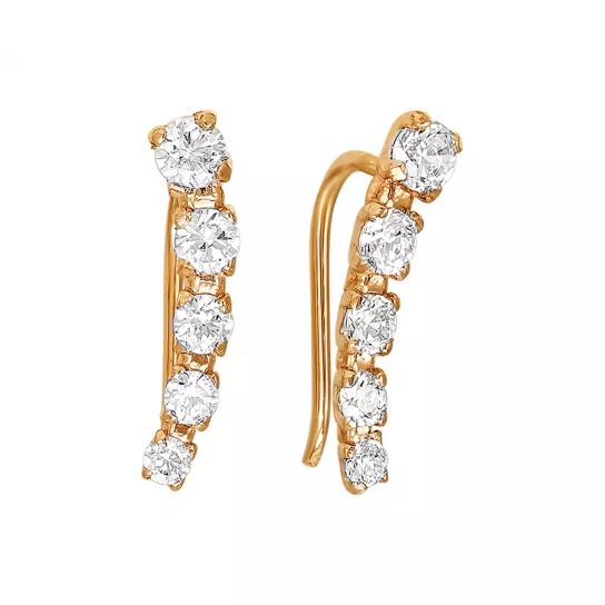 Серьги-кафы с фианитом из золота