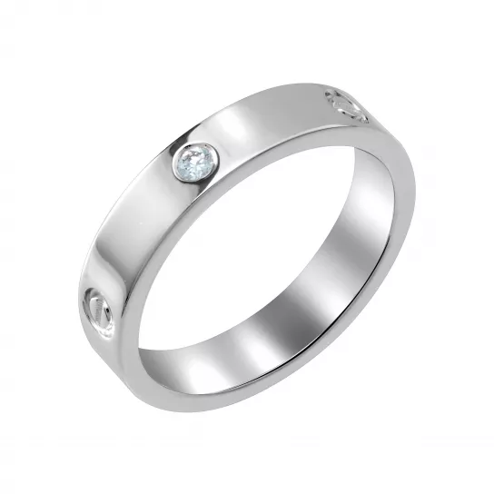 Кольцо с бриллиантами из серебра