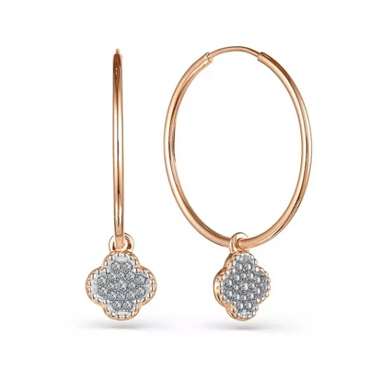 Серьги-конго с фианитом из золота