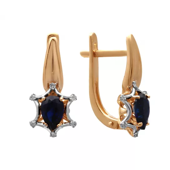 Серьги с бриллиантами с корундом из золота