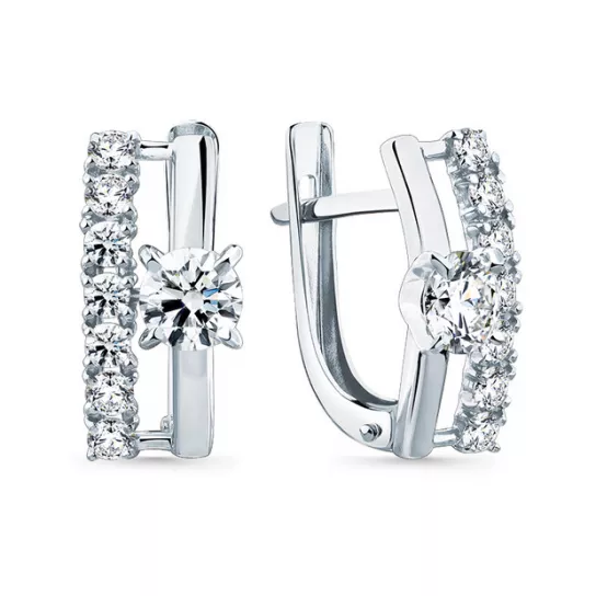 Серьги с фианитом из золота