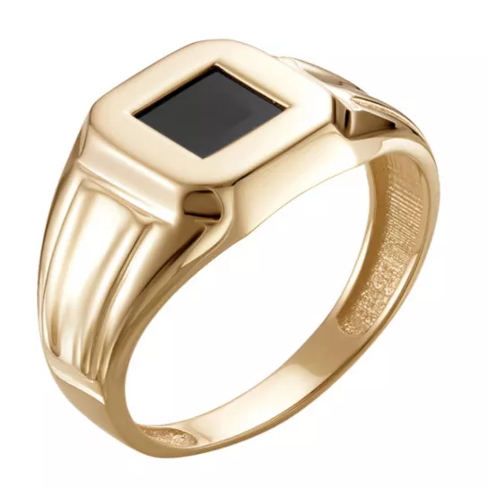 Кольцо-печатка с фианитом из золота