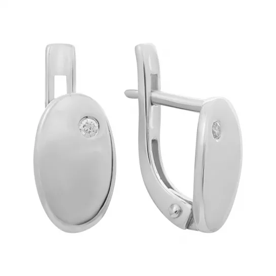 Серьги с фианитом из серебра