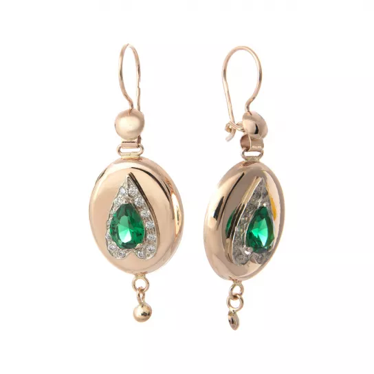 Серьги-самовары с фианитом из золота