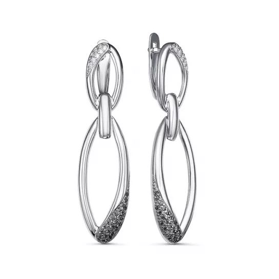 Серьги с фианитом из серебра